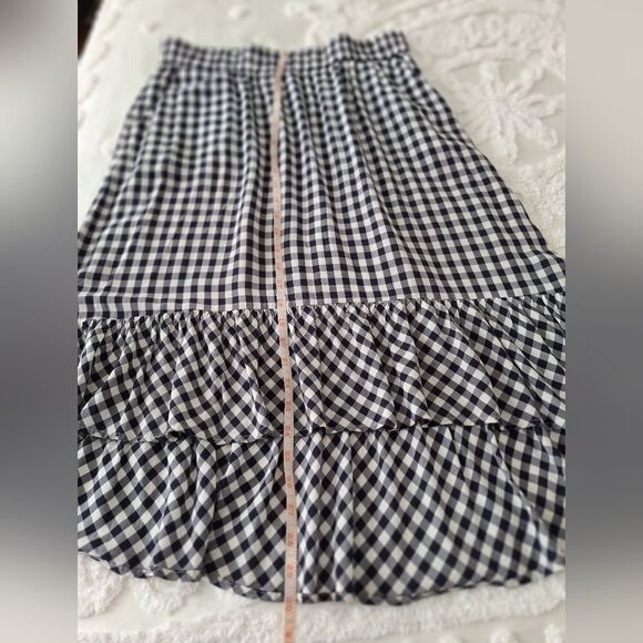 J Crew M Black White Checkered High/low Gingham Skirt - Picture 6 of 10